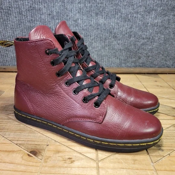 Dr. Marten Leyton Women's 10 Oxblood Red/Burgundy Combat Leather Boots Casual - Picture 1 of 5